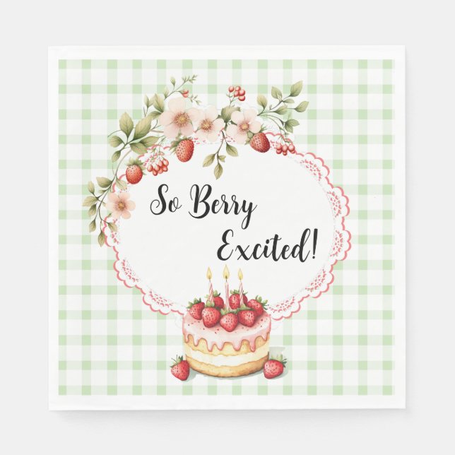 Erdbeere Shortcake Baby-Dusche große Napkins Serviette (Vorderseite)