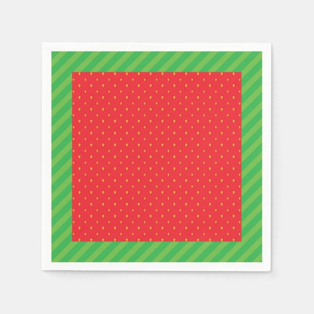 Erdbeere Sommerfrüchte rot und grün Serviette (Vorderseite)
