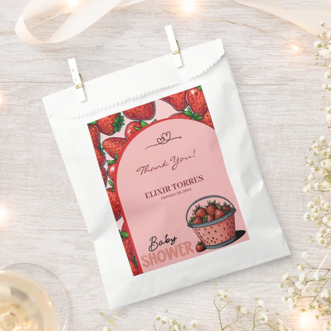 Erdbeere Sweet Pink Bucket Baby Dusche Geschenktütchen (Ausgeschnitten)