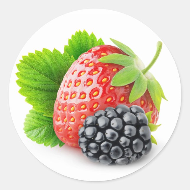 Erdbeere und BlackBerry Runder Aufkleber (Vorderseite)