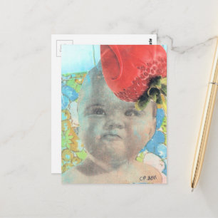 Erdbeere und eine Baby-Collage Postkarte