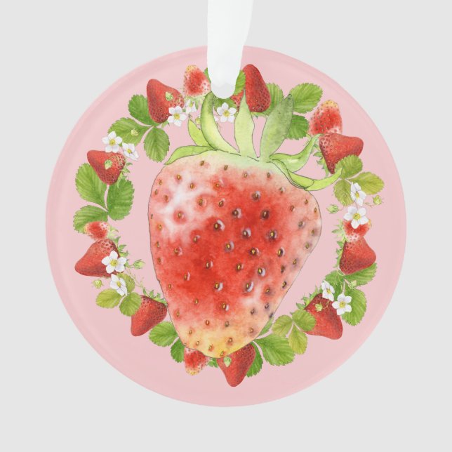 Erdbeere und Erdbeeren Blossom Ornament (Vorderseite)