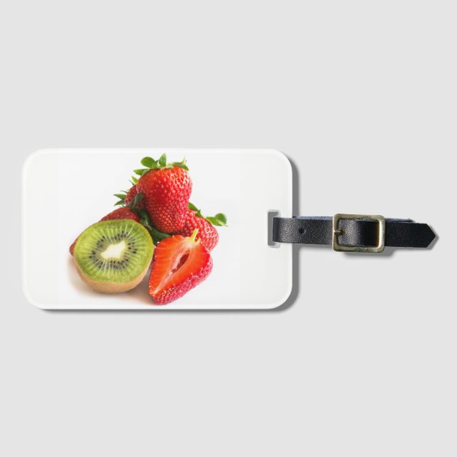 Erdbeere und Kiwi Gepäckanhänger (Vorderseite (Horizontal))