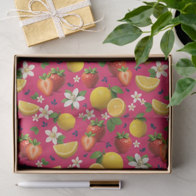 Erdbeere und Lemon Blossom Muster Seidenpapier (Geschenk)
