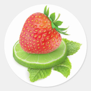 Erdbeere und Limon Runder Aufkleber