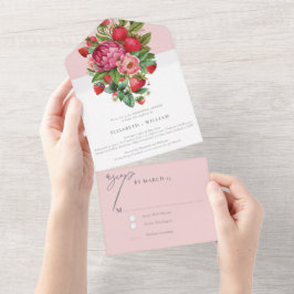 Erdbeere und Peonies Probe Dinner UAwg All In One Einladung