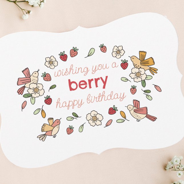 Erdbeere und Vögel Berry Happy Birthday Cards (Von Creator hochgeladen)