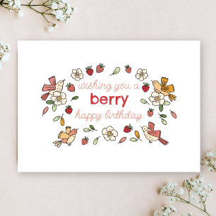 Erdbeere und Vögel Berry Happy Birthday Cards Feiertagskarte