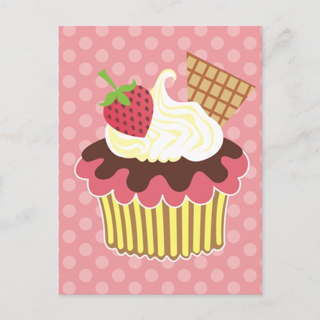 Erdbeere und Weißcreme Postkarte (Vorderseite)