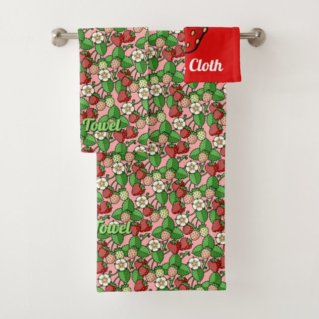 Erdbeere Vine Pattern Badetuch Set (Insitu)