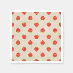 Erdbeere Vintag Girly Rustic Erdbeeren Print Serviette