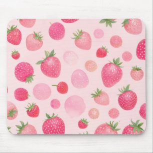 Erdbeere Wasserfarbe Rosa Berry Nahtloses Muster Mousepad