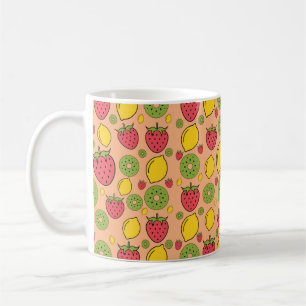Erdbeere, Zitrone und Kiwi-Früchte Tapete Hintergr Kaffeetasse