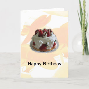 Erdbeere zum Geburtstag, Schokoladenkuchen Karte