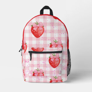 Erdbeere zurück zur Schule pink und rot Bedruckter Rucksack