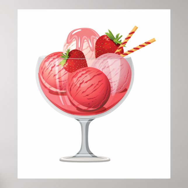 Erdbeereis Poster (Vorne)