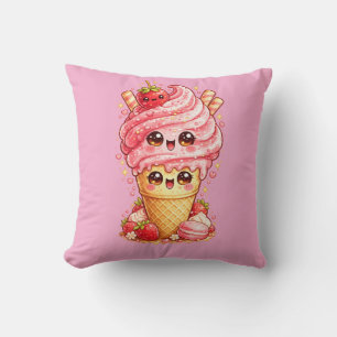 Erdbeereiscremekegel Kawaii Kissen
