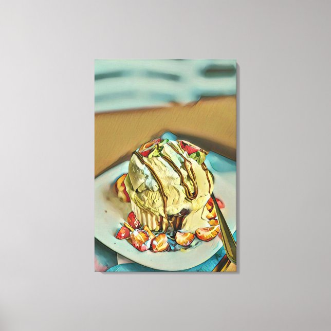 Erdbeereiskuchen Leinwanddruck (Vorderseite)