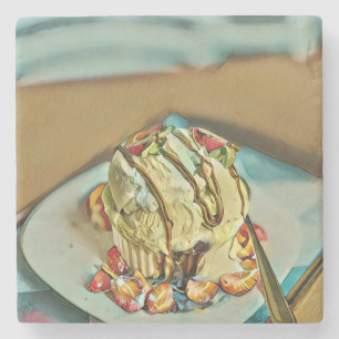 Erdbeereiskuchen Steinuntersetzer