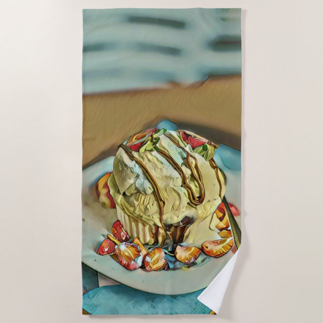 Erdbeereiskuchen Strandtuch (Vorderseite)