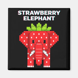 Erdbeerelefant Pixel-Art süßes Dschungeltier Magnet