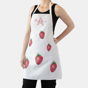 Erdbeeren Aquarell Handbemalt Monogrammiert Schürze