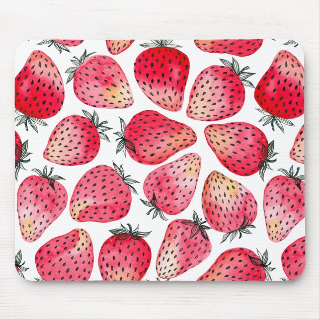 Erdbeeren, Aquarell und Tinte Mousepad (Vorne)