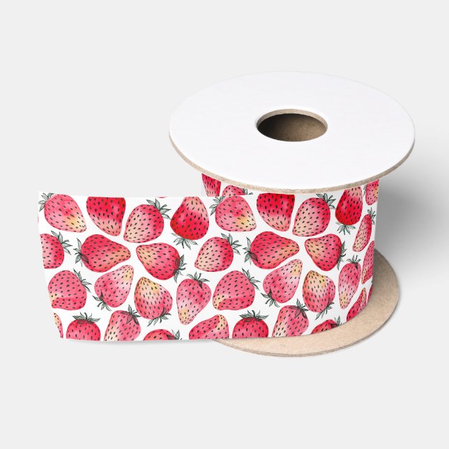 Erdbeeren, Aquarell und Tinte Satinband (Spule)