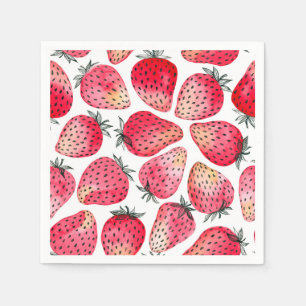 Erdbeeren, Aquarell und Tinte Serviette