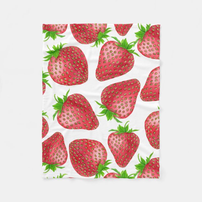 Erdbeeren-Aquarellmuster Fleecedecke (Vorderseite)