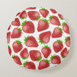 Erdbeeren-Aquarellmuster Rundes Kissen