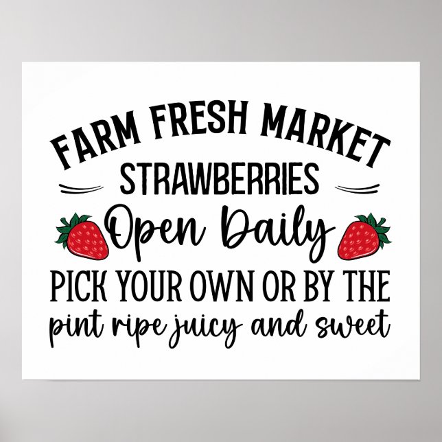 Erdbeeren auf frischem Markt Poster (Vorne)