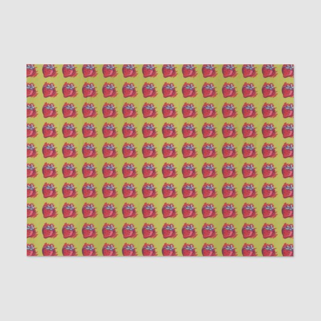 Erdbeeren auf Gold-Handwerksartikeln Seidenpapier (Vorderseite)