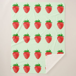 Erdbeeren auf grünem Sherpa-Blanket Sherpadecke