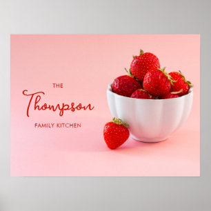 Erdbeeren auf rosa Foto Benutzerdefinierte Familie Poster