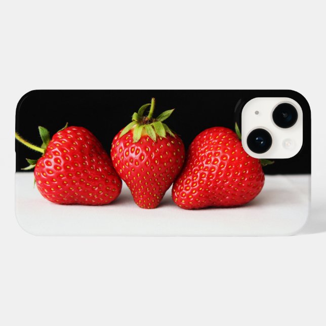 Erdbeeren auf schwarz-weiß iphcnm Case-Mate iPhone 14 hülle (Rückseite (Horizontal))
