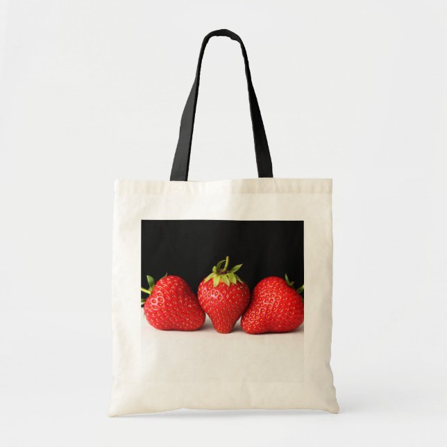 Erdbeeren auf schwarz-weiß tragetasche (Vorne)