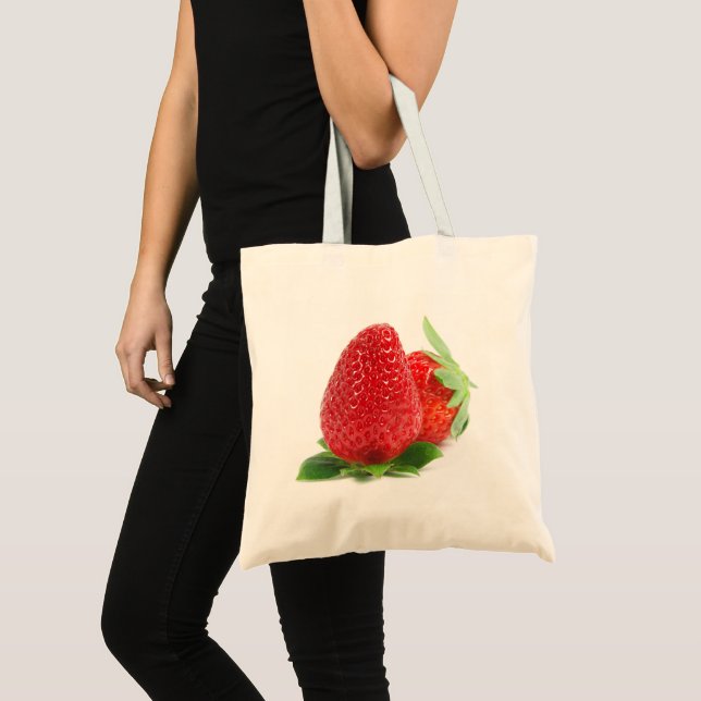 Erdbeeren auf weiß tragetasche (Vorderseite (Produkt))
