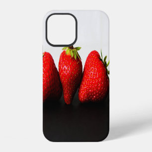Erdbeeren auf Weiß über Schwarz iphcna iPhone 12 Hülle