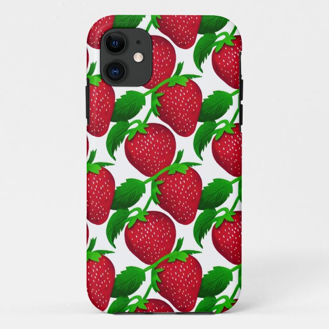 Erdbeeren auf weißem Grundmuster Case-Mate iPhone Hülle (Rückseite)