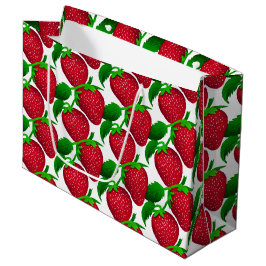 Erdbeeren auf weißem Grundmuster Große Geschenktüte