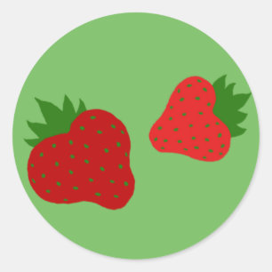 Erdbeeren-Aufkleber (grün) Runder Aufkleber