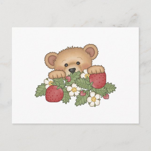 Erdbeeren aus Teddy Bear Postkarte (Vorderseite)