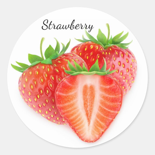 Erdbeeren ausschneiden runder aufkleber (Vorderseite)