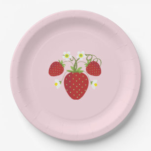 Erdbeeren Babydusche Teller  Rosa