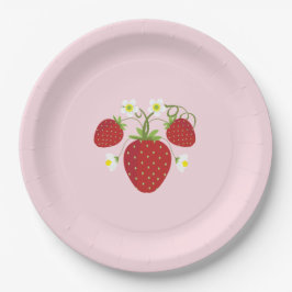 Erdbeeren Babydusche Teller| Rosa Pappteller