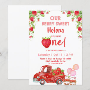 Erdbeeren beeren beeren süße Mädchen Geburtstagsei Einladung