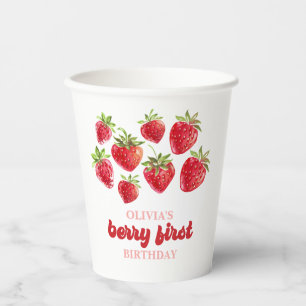 Erdbeeren-Beeren-Erstes-Geburtstag Pappbecher