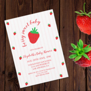 Erdbeeren Berry Sweet Baby Shower Einladung