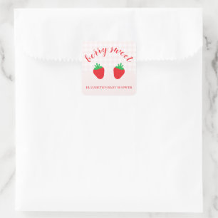 Erdbeeren Berry Sweet Baby Shower Quadratischer Aufkleber